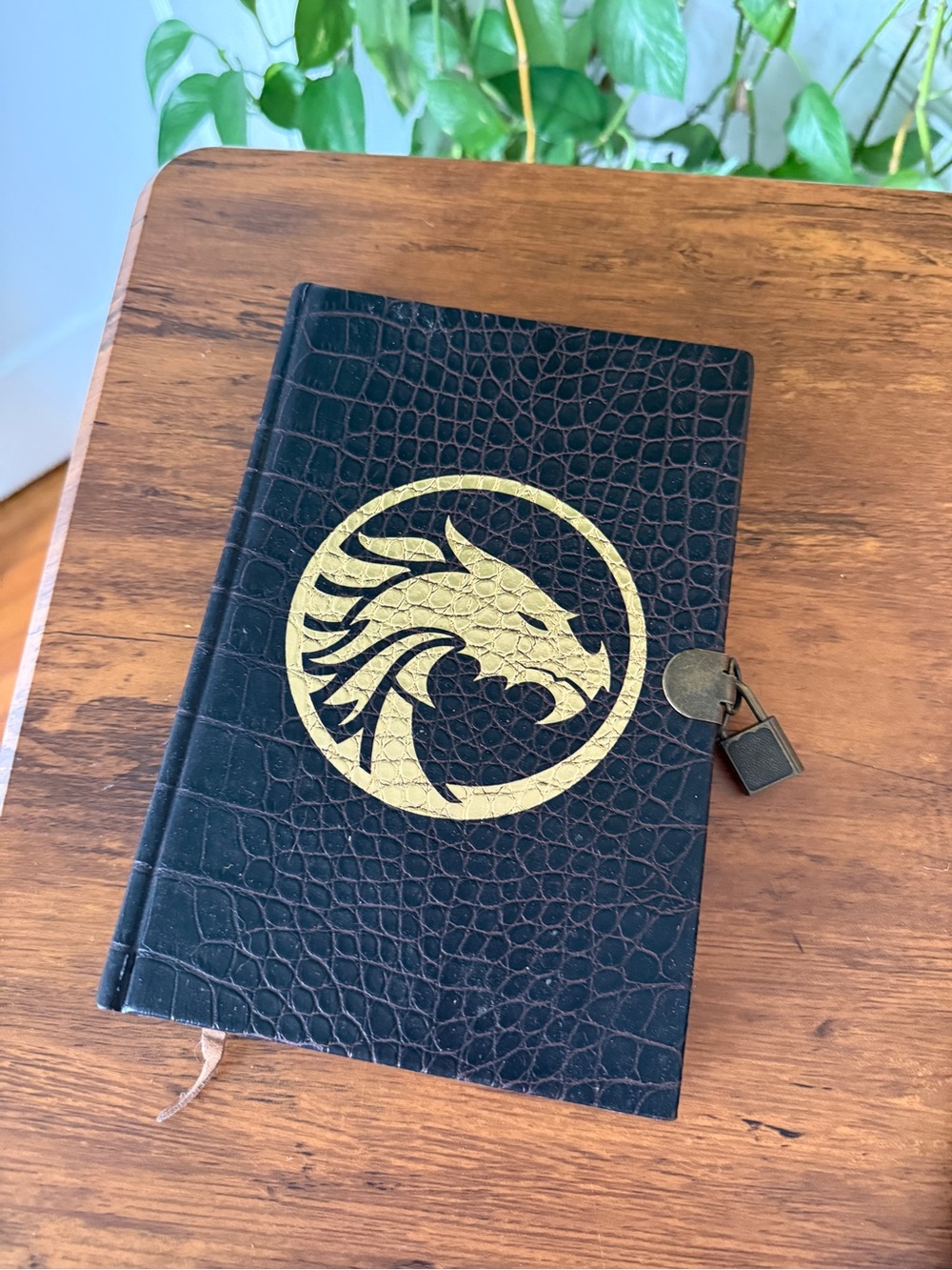 Tangerine Black Journal with Gold Dragon Emblem